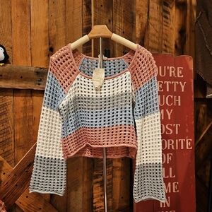 177 Hem & Thread Multicolor Crochet Sweater